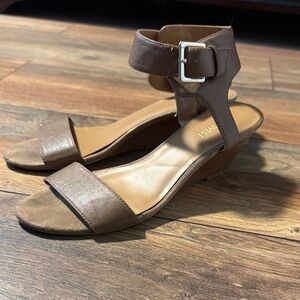 Nine West Tan Wedge Sandals